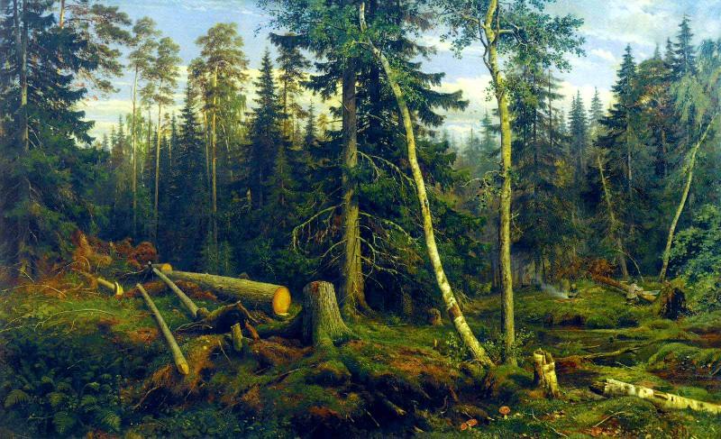 Ivan Shishkin Lumbering oil painting image